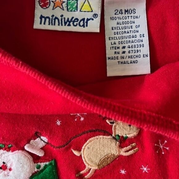 Miniwear Toddler Christmas Holiday LS One-Piece Bodysuit - Red 24MO 100% Cotton - Picture 2 of 3
